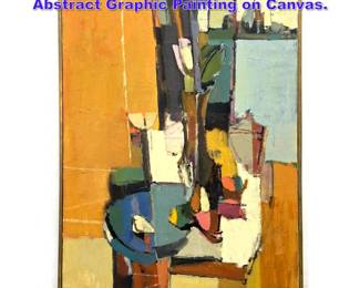 Lot 1099 Paul W Wood 1961 Colorful Abstract Graphic Painting on Canvas. 