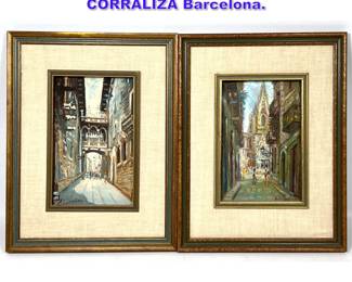 Lot 1299 Pair painting on board. Signed L CORRALIZA Barcelona. 