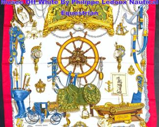 Lot 812 Vintage Hermes Silk Scarf with box Musee Off White By Philippe Ledoux Nautical Equestrian