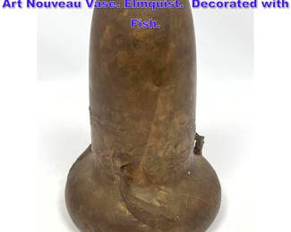 Lot 710 HUGO ELMQVIST Sweden Bronze Art Nouveau Vase. Elmquist. Decorated with Fish. 