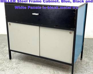 Lot 780 GEORGE NELSON for HERMAN MILLER Steel Frame Cabinet. Blue, Black and White Panels in black metal fra