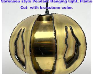 Lot 881 Spherical Svend Aage HolmSorensen style Pendant Hanging light. Flame Cut with brasstone color.
