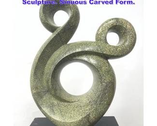 Lot 757 Organic Modernist Carved Stone Sculpture. Sinuous Carved Form. 