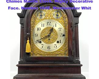 Lot 1047 SETH THOMAS Sonora 8 Bell Chimes Mantle Clock. Highly Decorative Face. Number 104E. Westminster Whit