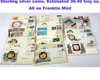 Lot 1366 42 Sterling Silver and Gold on Sterling silver coins. Estimated 3040 troy oz. All on Franklin Mint 