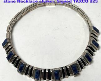 Lot 975 TAXCO Mexico Sterling and hard stone Necklace choker. Signed TAXCO 925 