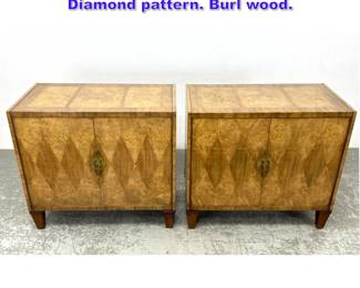 Lot 908 Pair Mastercraft Two Door Server . Diamond pattern. Burl wood.
