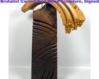 Lot 794 CHRISTIAN BURCHARD Mid Century Brutalist Carved Burl Wood Sculpture, Signed