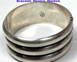 Lot 974 Sterling Silver Hinged Clamper Bracelet. Mexico. Marked. 