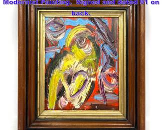 Lot 1036 HUNT SLONEM Original Abstract Modernist Painting. Signed and dated 91 on back. 