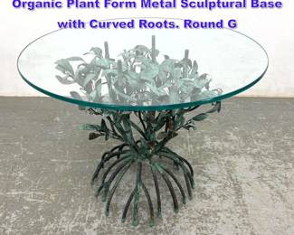 Lot 1056 Vintage Copper Metal Side Table. Organic Plant Form Metal Sculptural Base with Curved Roots. Round G