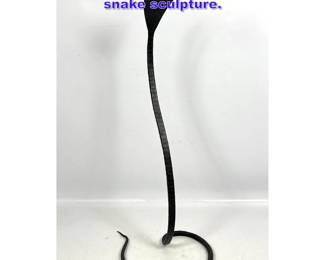 Lot 729 27 inch Artisan Hand forged Iron snake sculpture.