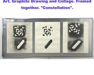 Lot 1313 3pc ALLAN D ARCANGELO Original Art. Graphite Drawing and Collage. Framed together. Constellation. 