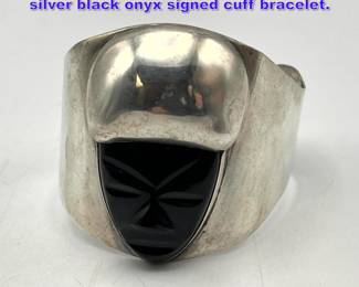 Lot 959 Rodolfo Espinosa Mexican sterling silver black onyx signed cuff bracelet. 