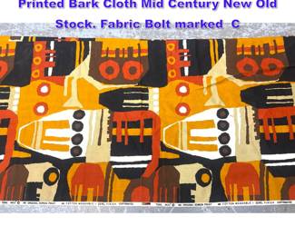 Lot 876 11.5 yards x 53 inch Silk Screen Printed Bark Cloth Mid Century New Old Stock. Fabric Bolt marked C