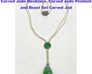 Lot 1118 Antique Double Strand Seed Pearl, Carved Jade Necklace. Carved Jade Pendant and Bezel Set Carved Jad