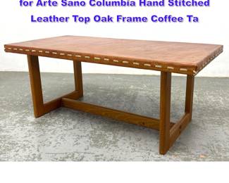 Lot 1014 70s Mid Century Werner Biermann for Arte Sano Columbia Hand Stitched Leather Top Oak Frame Coffee Ta