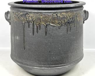 Lot 1054 Large Studio Pottery Handled Planter. Decorated rim.