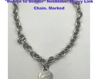 Lot 1283 Tiffany and Company 925 Sterling Return to Sender Necklace. Heavy Link Chain. Marked