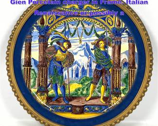 Lot 1182 Large 22in French faience Gaufre Gien Porcelain charger in Frame. Italian Renaissance or possibly a 