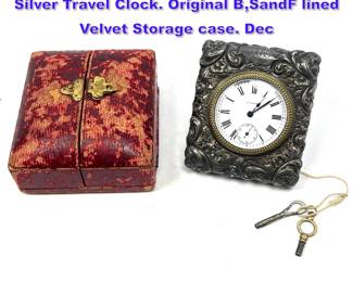 Lot 1176 BLACK, STARR and FROST Sterling Silver Travel Clock. Original B,SandF lined Velvet Storage case. Dec
