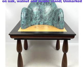 Lot 1102 WENDELL CASTLE Miniature chair on oak, walnut and maple stand Unmarked