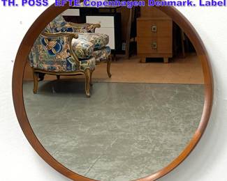 Lot 715 Danish Modern Teak Wall Mirror by TH. POSS EFTE Copenhagen Denmark. Label