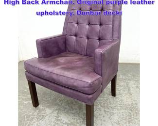 Lot 1339 Edward Wormley Dunbar Executive High Back Armchair. Original purple leather upholstery. Dunbar decki