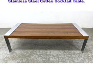 Lot 1332 Milo Baughman Rosewood and Stainless Steel Coffee Cocktail Table.
