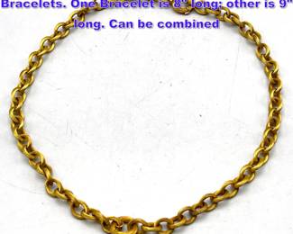 Lot 1143 2pc Tests High Karat Gold Link Bracelets. One Bracelet is 8 long other is 9 long. Can be combined