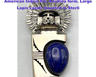 Lot 949 Navajo BENNIE RATION Native American Indian Pin. Kachina form. Large Lapis Lazuli mounted in Sterli