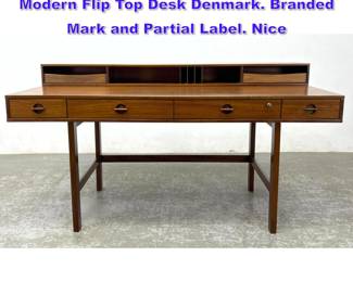 Lot 985 Peter Lovig Nielsen Walnut Danish Modern Flip Top Desk Denmark. Branded Mark and Partial Label. Nice