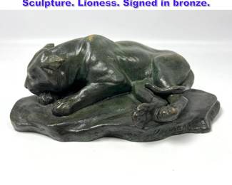 Lot 768 BERTRAND Bronze Figural Sculpture. Lioness. Signed in bronze. 