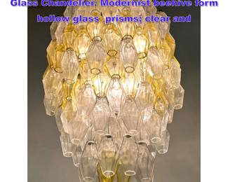 Lot 1042 Vintage CARLO SCARPA Murano Glass Chandelier. Modernist beehive form hollow glass prisms clear and