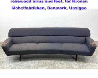 Lot 909 Leif Hansen Model 62 Sofa with rosewood arms and feet. for Kronen Mobelfabrikken, Denmark. Unsigne