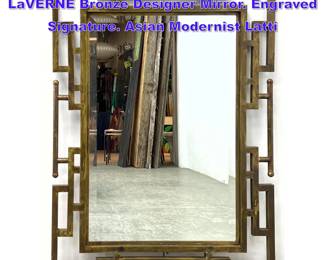 Lot 1024 Original PHILIP and KELVIN LaVERNE Bronze Designer Mirror. Engraved Signature. Asian Modernist Latti