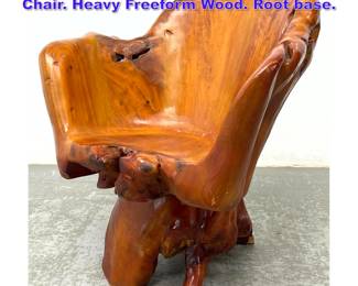 Lot 1222 Heavy Natural Wood Swivel Lounge Chair. Heavy Freeform Wood. Root base. 