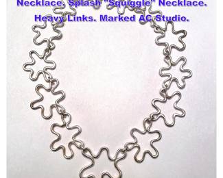 Lot 866 ANGELA CUMMINGS Sterling Silver Necklace. Splash Squiggle Necklace. Heavy Links. Marked AC Studio.