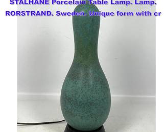 Lot 1249 Danish Modern CARL HARRY STALHANE Porcelain Table Lamp. Lamp. RORSTRAND. Sweden. Unique form with cr
