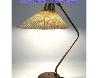 Lot 980 MCM Modern Fiberglass Shade Brass Desk Reading Lamp. 