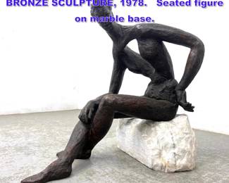 Lot 1070 HENRY MITCHELL, INTERMEZZO, BRONZE SCULPTURE, 1978. Seated figure on marble base.