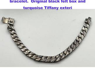 Lot 1290 Tiffany and Co Italian Sterling link bracelet. Original black felt box and turquoise Tiffany exteri