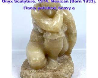 Lot 1107 Felipe Castaneda Carved Polished Onyx Sculpture. 1974. Mexican Born 1933. Finely polished, heavy a