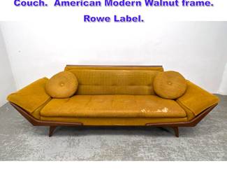 Lot 1336 Adrian Pearsall Gondola Sofa Couch. American Modern Walnut frame. Rowe Label.