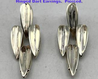 Lot 831 Vintage ROBERT LEE MORRIS Silver Hinged Dart Earrings. Pierced. 