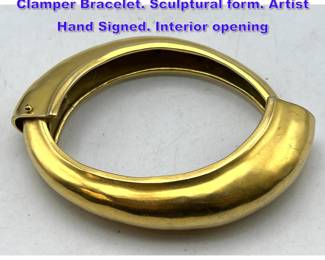 Lot 835 Vintage ROBERT LEE MORRIS Clamper Bracelet. Sculptural form. Artist Hand Signed. Interior opening 