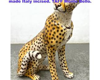 Lot 1224 Italian Pottery Leopard. Signed made Italy incised. TAFF Monte Bello.