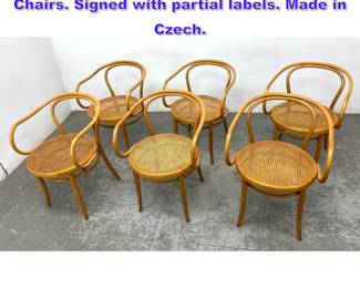 Lot 1322 Set 6 STENDIG Cane seat Dining Chairs. Signed with partial labels. Made in Czech. 