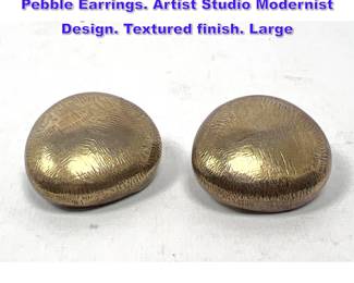 Lot 825 JOHN IVERSEN Sterling Silver Pebble Earrings. Artist Studio Modernist Design. Textured finish. Large