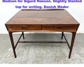 Lot 1245 Rosewood Desk by Svend Aage Madsen for Sigurd Hansen. Slightly Slanted top for writing. Danish Moder